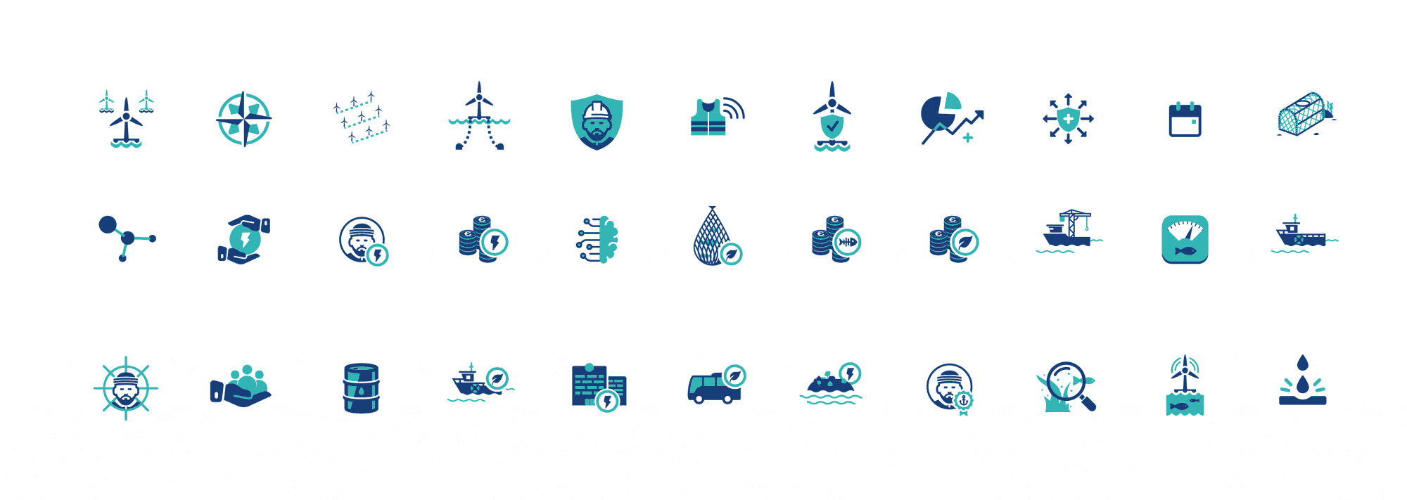 Création de pictogrammes dans le style de la charte graphique des Moulins de Mervent