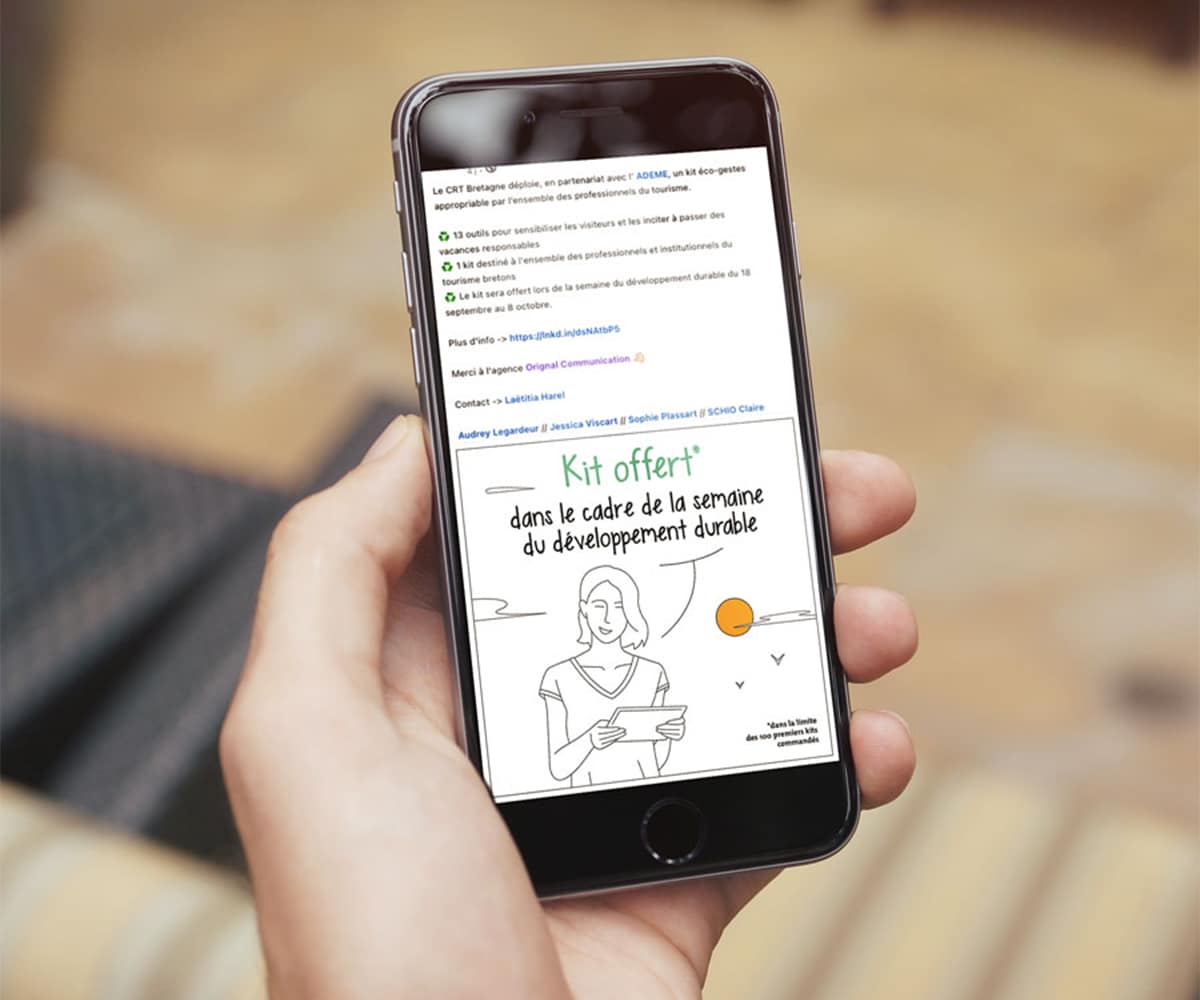 Post Linkedin du kit com « éco-gestes » CRT Bretagne