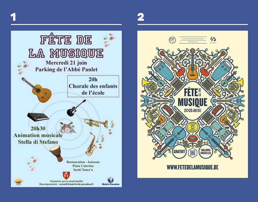 affiches fêtes de la musique comparaison