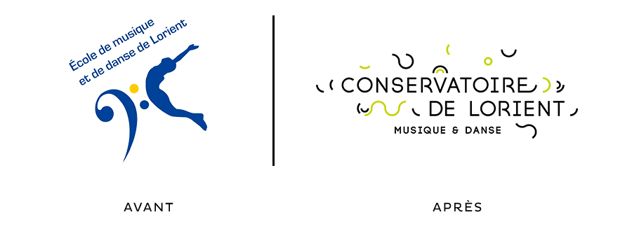 Ancien et nouveau logo du Conservatoire de Lorient