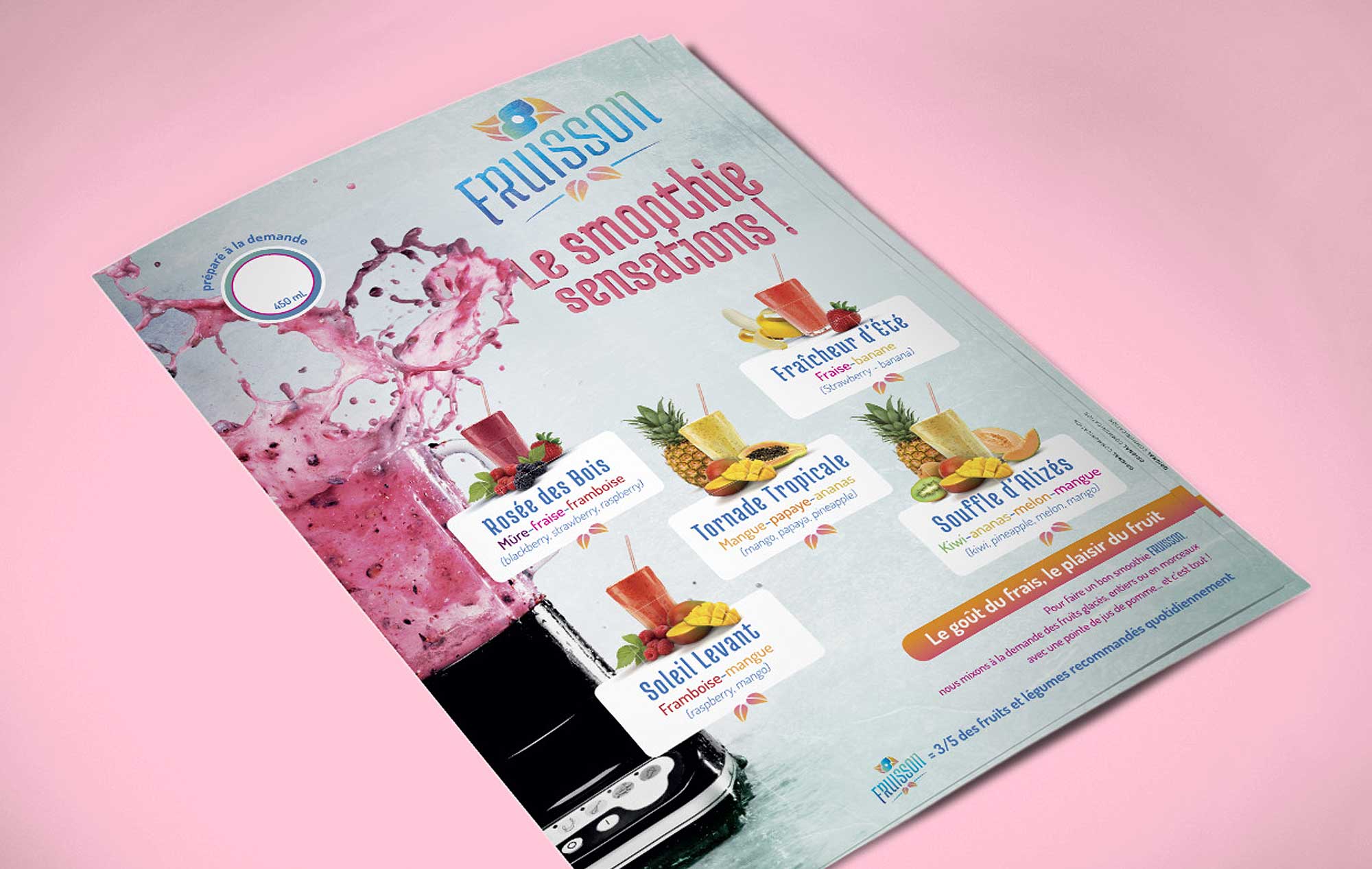 logo et carte pour fruisson, créateur de smoothies