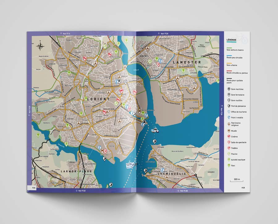 double page Intérieur plan guide velo Lorient Agglo