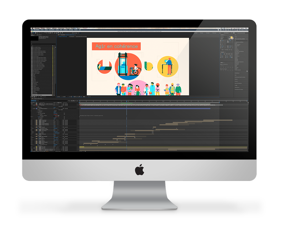 ecran after effect motion design comète france