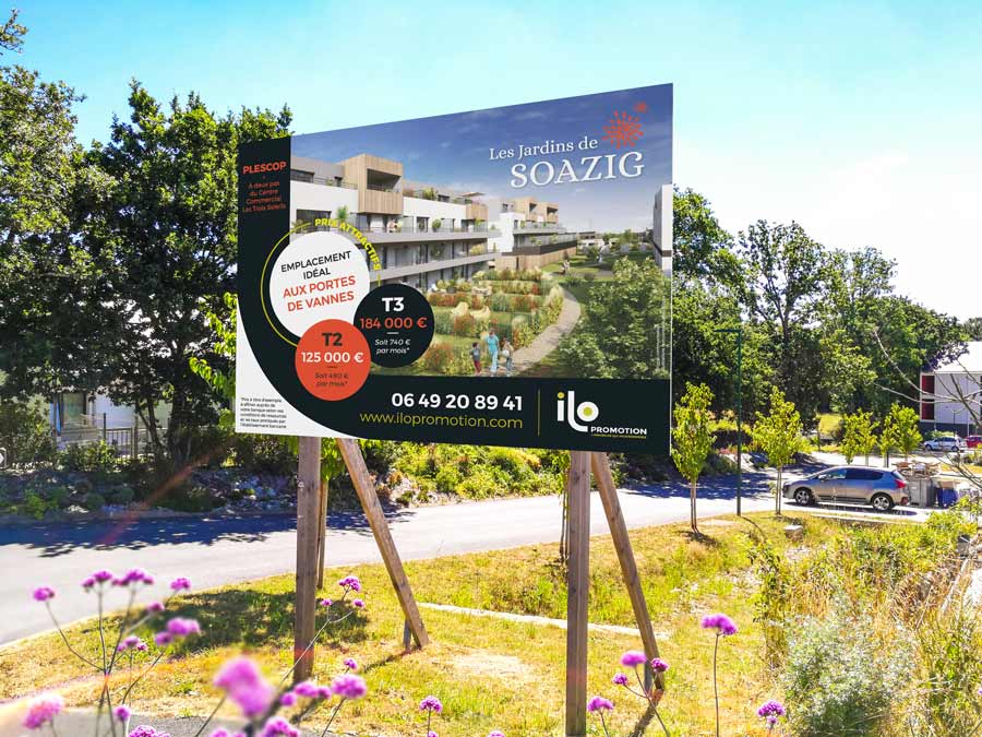 Panneau des Jardins de Soazig à Plescop Ilo promotion